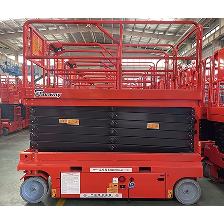 14m Electric self-propelled scissor lift, Maximum working height  15.7 m, Safe working load  227 kg