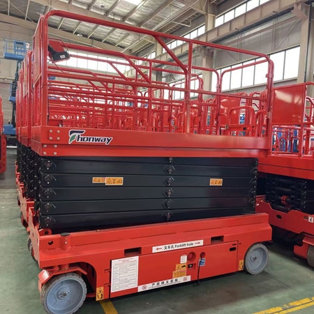 10m Electric self-propelled scissor lift, Maximum platform height 10.00m, Safe working load  320kg