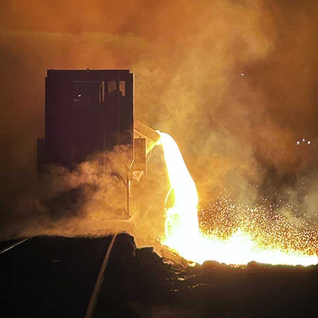 Ladle Transfer Cart,  Speed of 60 m/min, Temperatures up to 1400°C, capacity of 35 tonnes