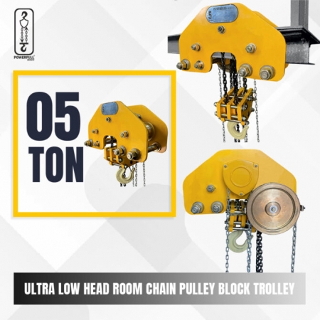 Ultra Low Headroom Chain Pulley Block Trolley, up to 20 Ton Capacity