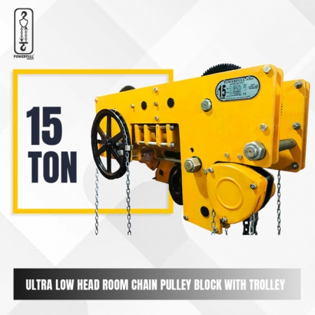 Ultra Low Headroom Chain Pulley Block Trolley, up to 20 Ton Capacity