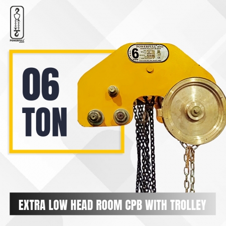 Extra Low Head Room Chain Pulley Block With Trolley Up to 6 Ton Capacity