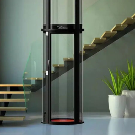 Nibav Home Lifts Series III Max, Capacity weight 240kg / 529lbs External Cylinder Diameter 1343mm / 53in, Maximum Stops 4 Stops (G+3), Max Travel Height 13500mm / 531in