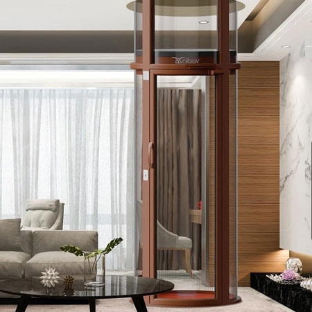 Nibav Home Lifts Series III Max, Capacity weight 240kg / 529lbs External Cylinder Diameter 1343mm / 53in, Maximum Stops 4 Stops (G+3), Max Travel Height 13500mm / 531in