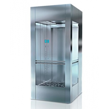 Hairline Stainless Steel - Flat Laminated Glass Panoramic Elevator Cabin - GNTK 19