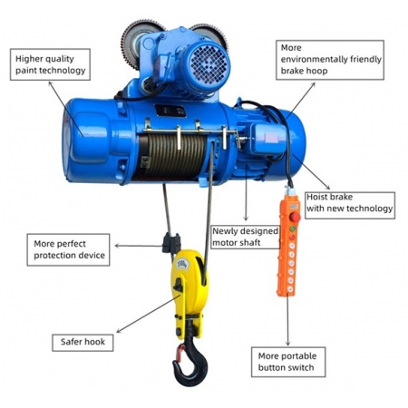 CD1 MD1 Type Wire Rope Electric Hoist, Work Load 1-50 tons, Lifting Height 6-36 meters
