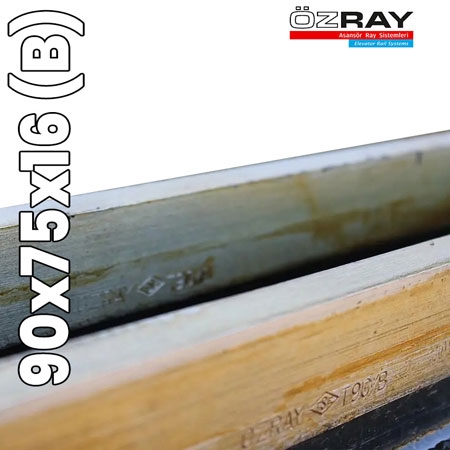 OZRAY, T90B, 90x75x16 (B) Elevator Guide Rail, Steel grade E275B, Steel hardness 132-137 (HBW)
